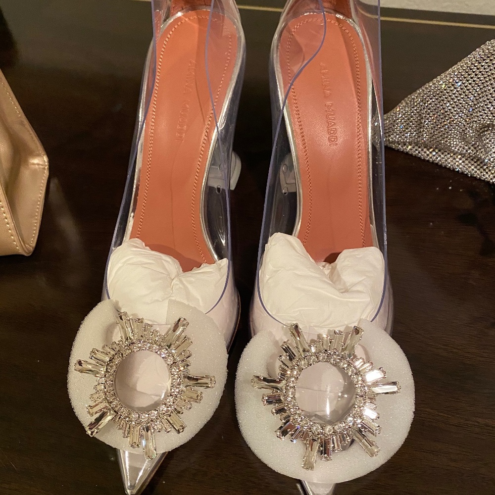 Amina Muaddi Begum Plexi Jewel Pumps